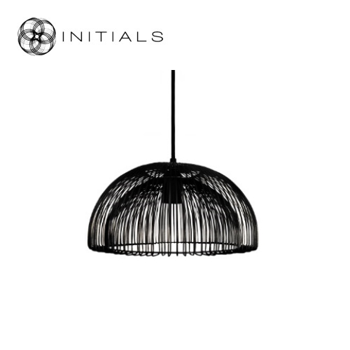 Hanging Lamp Small Moire Dome Iron Wire Black