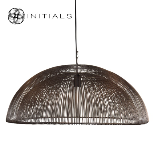 Hanging Lamp  Moire Dome Iron Wire Metallic Brown