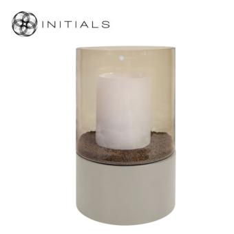 Hurricane Table Stand Solid S Ivory & Topaz Glass