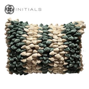 Cushion Cover Pebble Stripes Moon White Olive Green