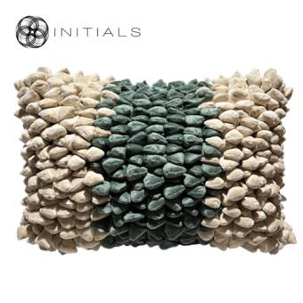 Cushion Cover Pebble Single Stripe Moon White Olive Green