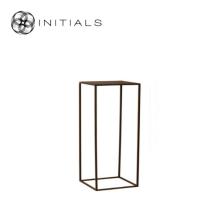 Flower Stand Metal Metallic Brown Square