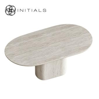 Dining Table Olya Travertin Oval Semicircle