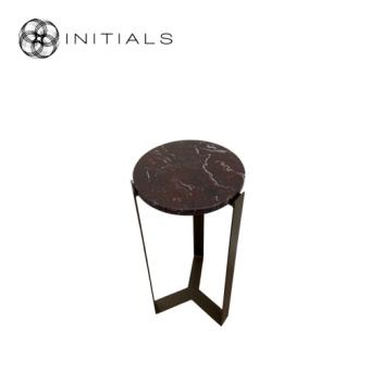 Tri leg Table Metal Metallic Brown Marble Rosso