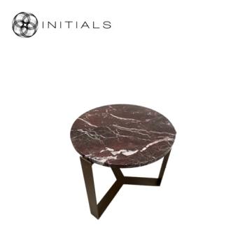 Tri leg Table Metal Metallic Brown Marble Rosso