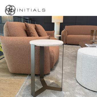 Tri leg Table Metal Metallic Brown Travertin