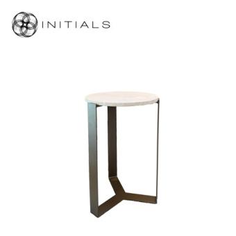 Tri leg Table Metal Metallic Brown Travertin