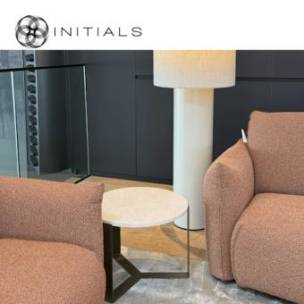 Tri leg Table Metal Metallic Brown Travertin