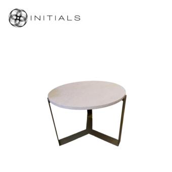 Tri leg Table Metal Metallic Brown Travertin