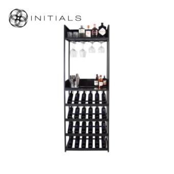 Cabinet Wine Smoke Glass Metal Black