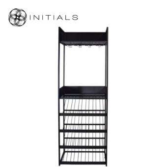 Cabinet Wine Smoke Glass Metal Black