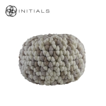 Poof Pebble Champagne White Round