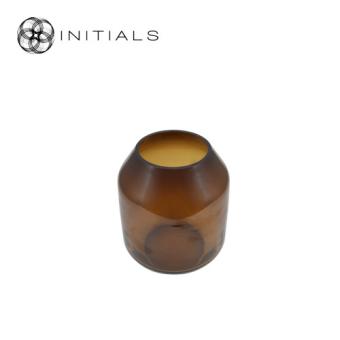 Vase Hexagon Amber Brown Glass