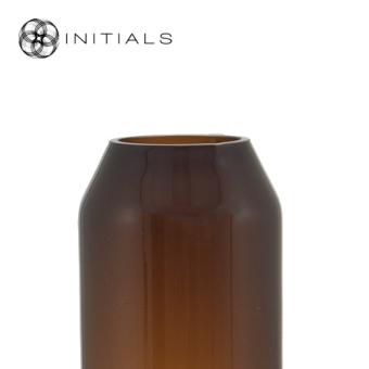 Vase Hexagon Amber Brown Glass Middle