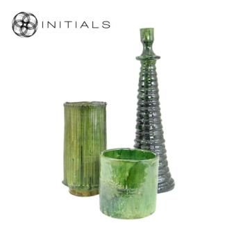 Candle Holder Twisted Tamegroute Green