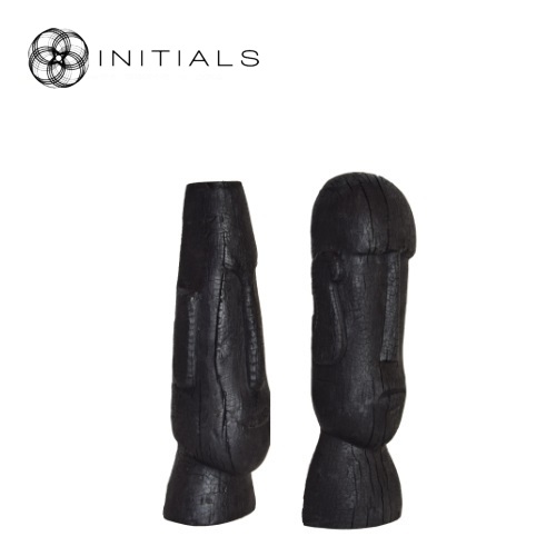 S2 - African Head Charred Mango Wood Black