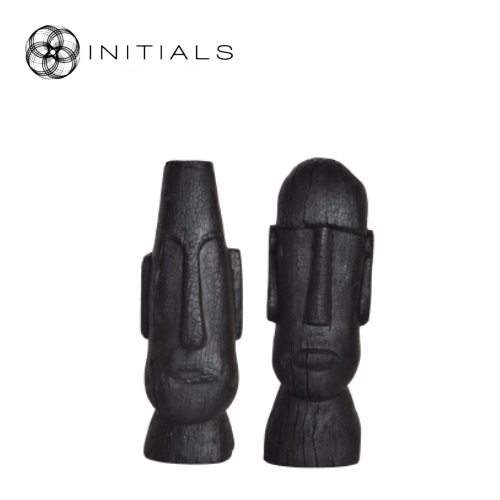 S2 - African Head Charred Mango Wood Black