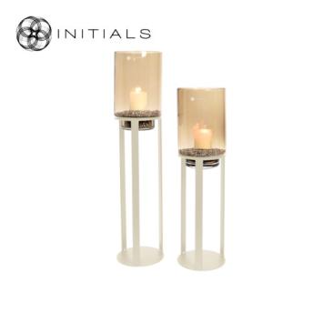 Hurricane Table Stand Open XS Ivory & Topaz Glass