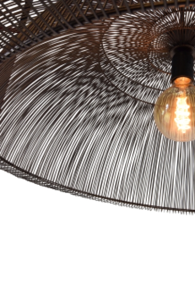 Hanging Lamp  Dome Iron Wire Metallic Brown