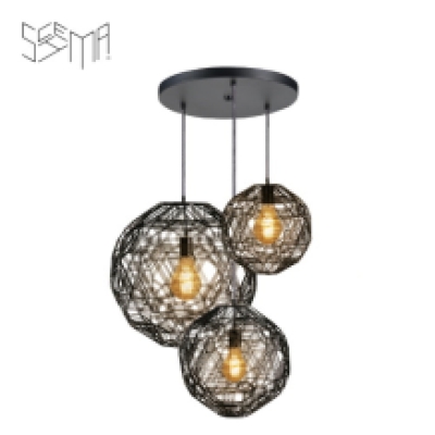 S/3 Zattelite Black + Ceiling Cap Round Black + Bulbs