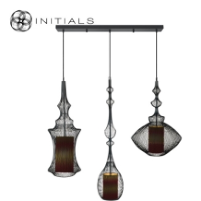 285-325-014 S/3 Oriental Narrow & Tear & Eye Black + Ceiling Cap Rectangular Black + Bulbs