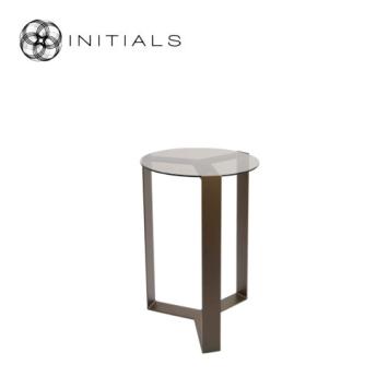 Tri leg Table Metal Metallic Brown Topaz Glass