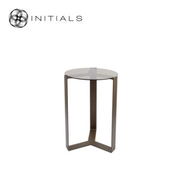 Tri leg Table Metal Metallic Brown Topaz Glass