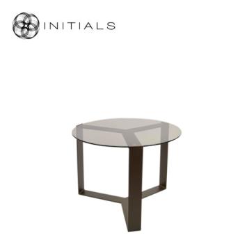 Tri leg Table Metal Metallic Brown Topaz Glass