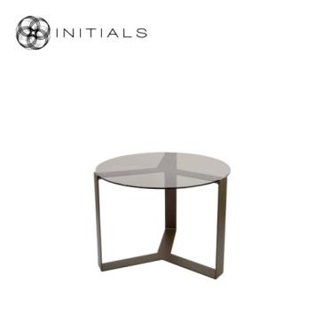 Tri leg Table Metal Metallic Brown Topaz Glass