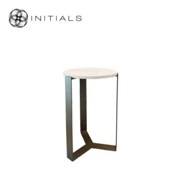 Tri leg Table Metal Metallic Brown Travertin