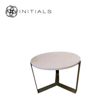 Tri leg Table Metal Metallic Brown Travertin