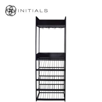 Cabinet Wine Smoke Glass Metal Black