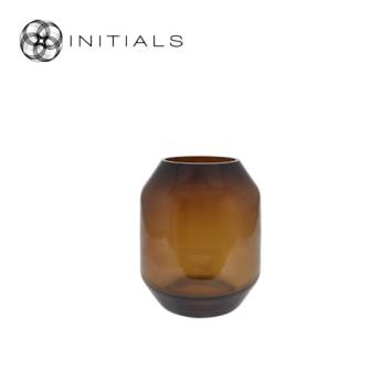 Vase Hexagon Amber Brown Glass