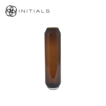 Vase Hexagon Amber Brown Glass Middle